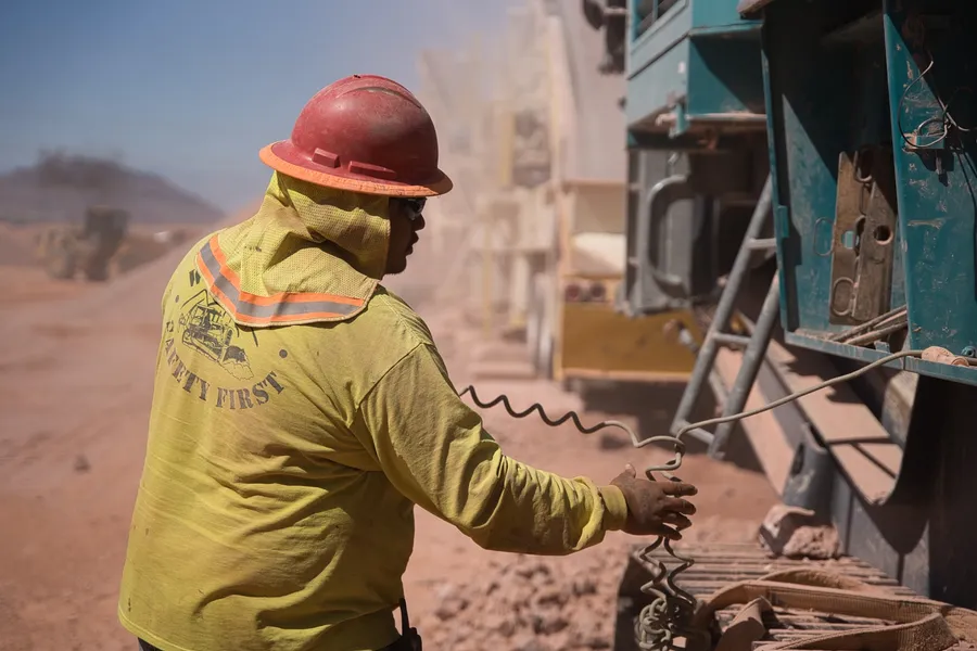 equipment operator working at an impact sand and gravel quarry site near las vegas as part of the second chance program
