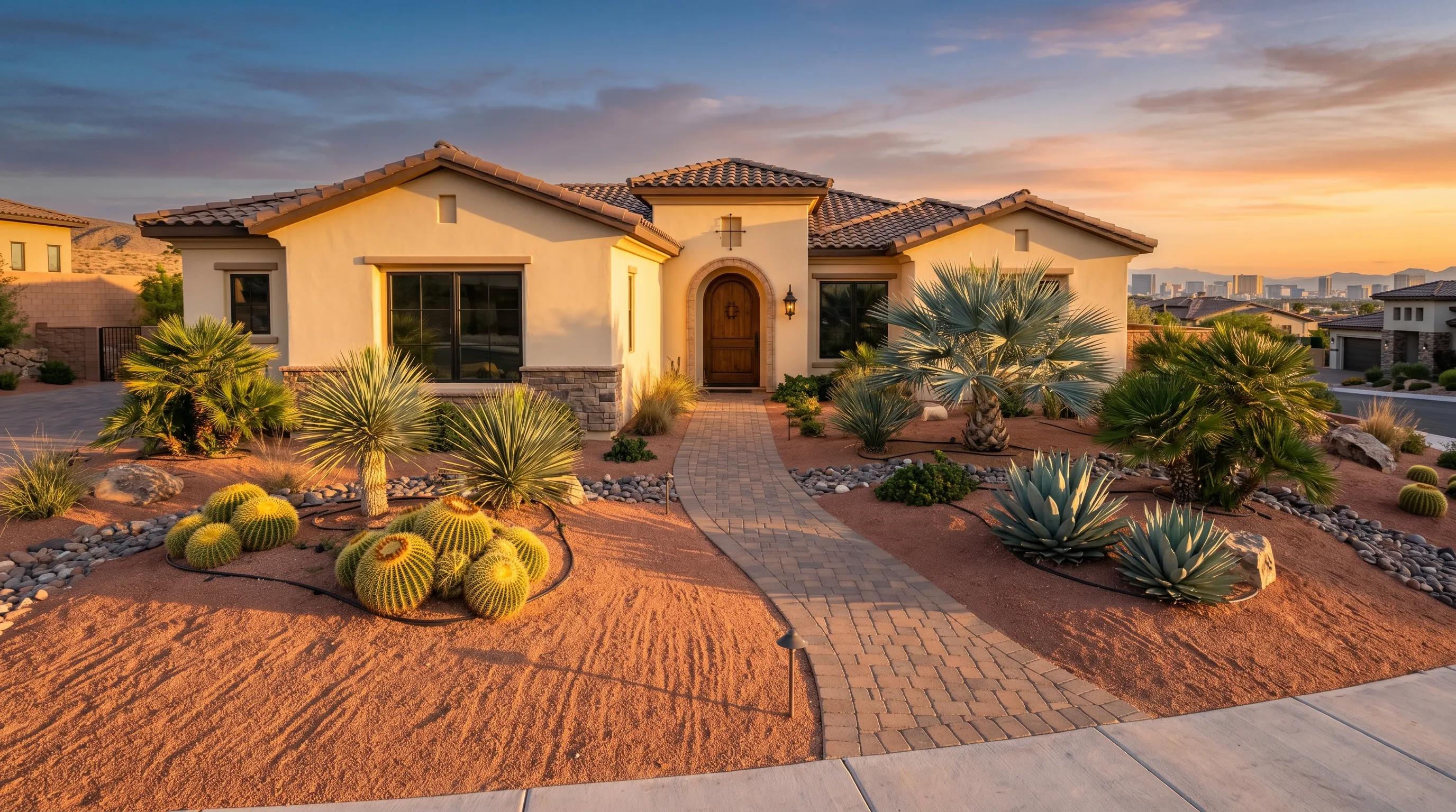 decomposed granite xeriscape front yard las vegas spanish-contemporary home