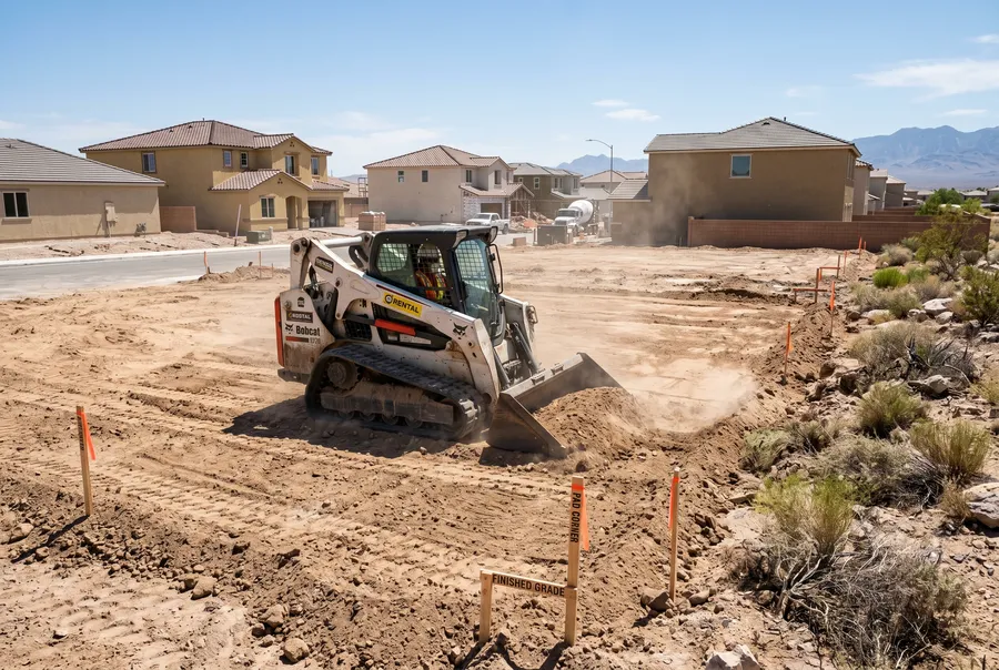skid steer spreading fill on residential pad las vegas