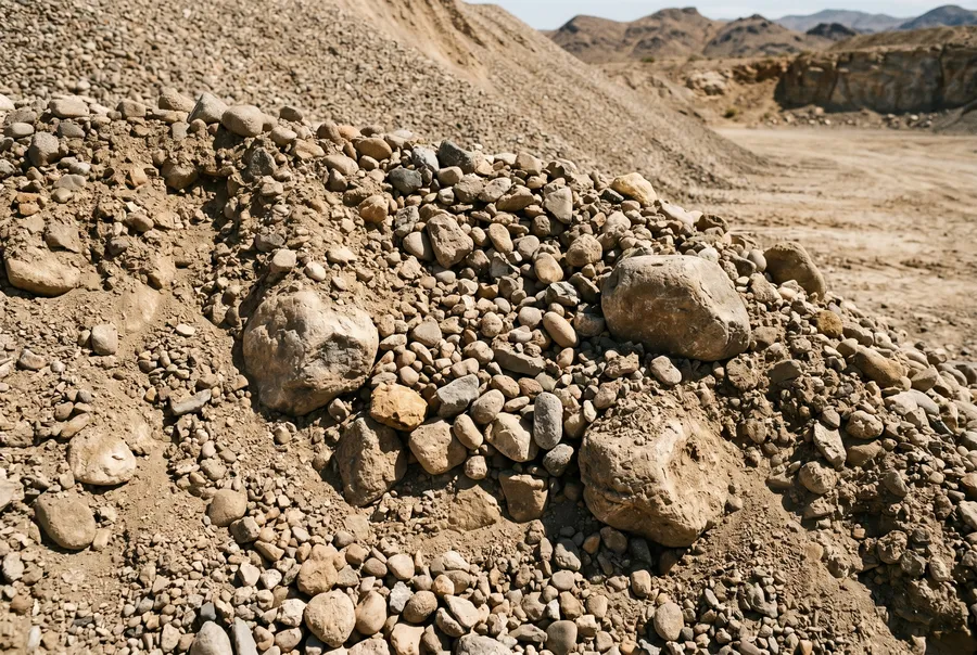 pit run gravel stockpile closeup nevada quarry mixed aggregate