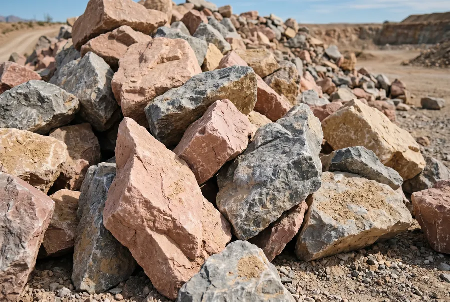 large angular rip-rap stones stockpile closeup las vegas erosion control