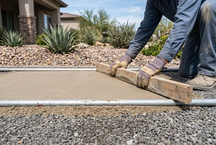 contractor screeding bedding sand flat paver install las vegas