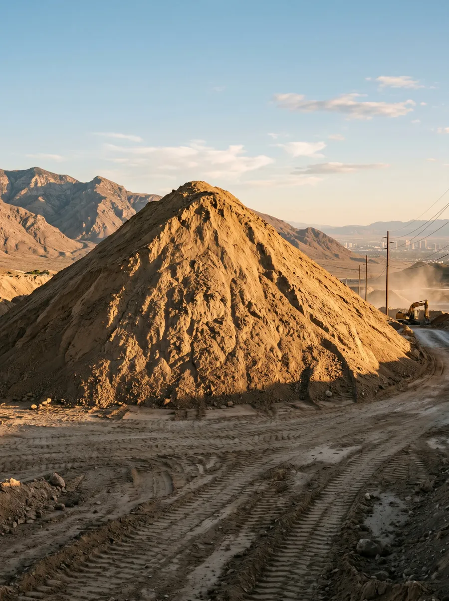 fill dirt stockpile quarry golden hour las vegas