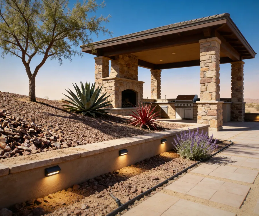 low maintenance desert landscaping rock in a nice backyard las vegas