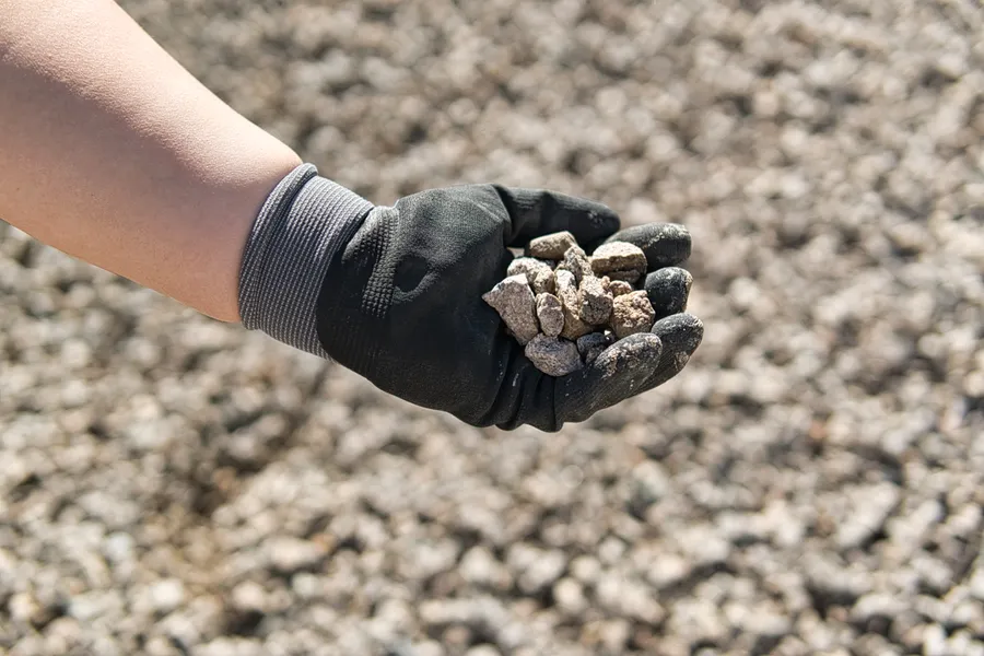 drain rock stockpile closeup las vegas